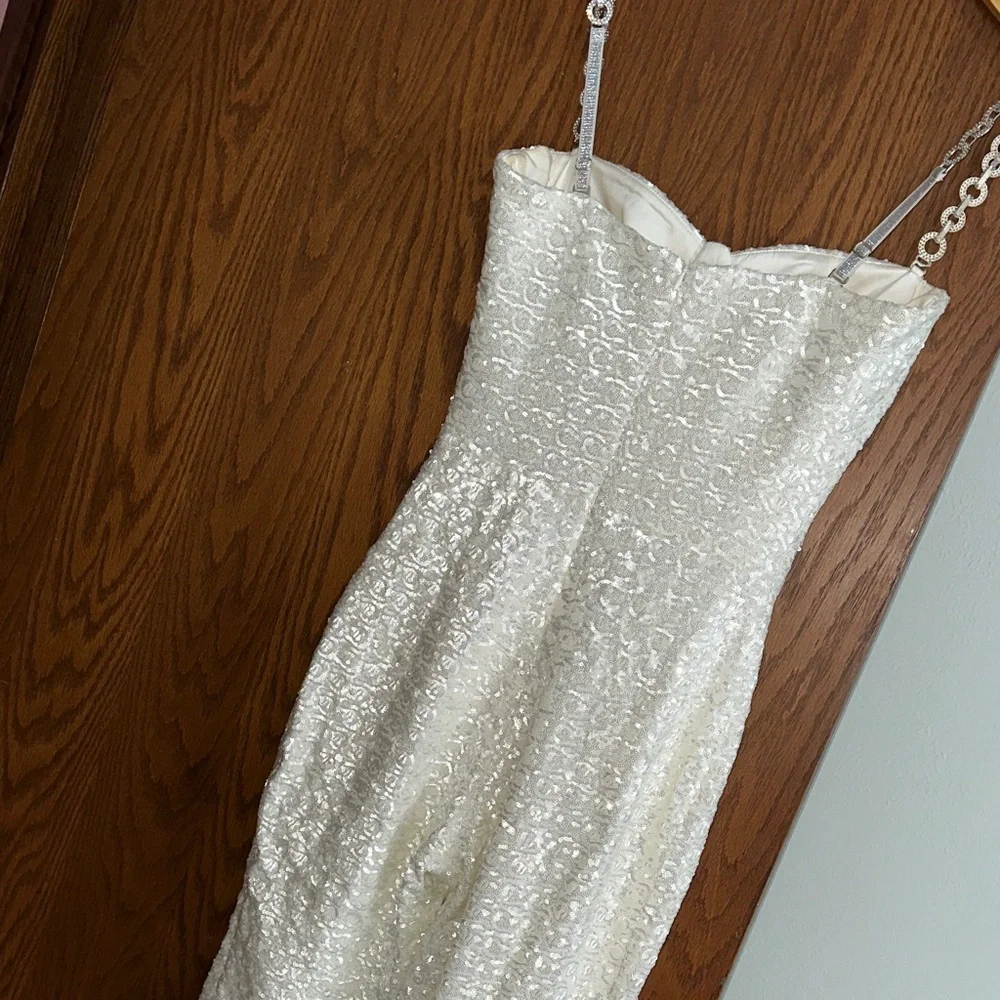 NADINE MERABI Ivory Sequin Strap jumpsuit - Picture 7 of 9